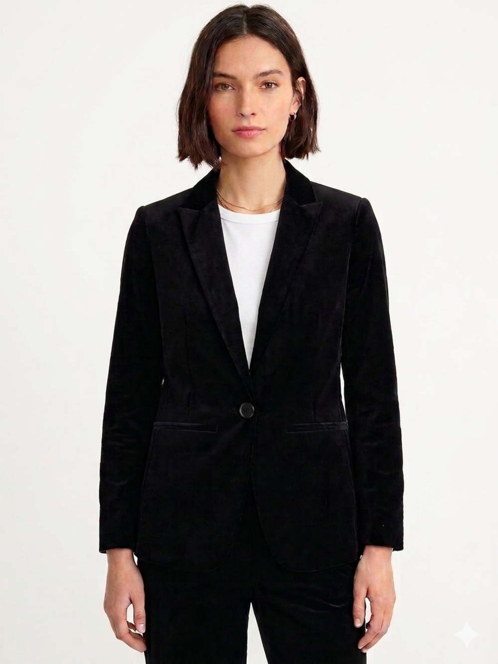 J. Crew Black Velvet Single-Button Blazer